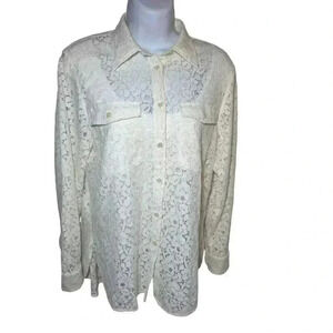 Ralph Lauren Denim and Supply Shirt Women's Small Lace Cream Long Sleeve